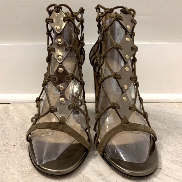 Jimmy Choo Green Snake Skin Block Heeled Sandals Sz 40 - Picture 3 of 9